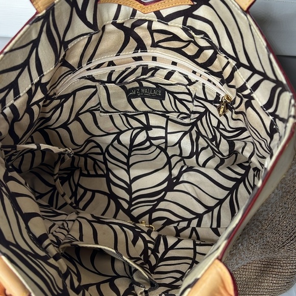 MZ Wallace Large Raffia and Belting Leather Woven Tote Handbag - Rare Style - Picture 9 of 12